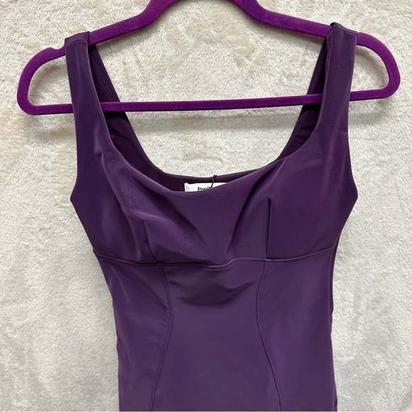 Popilush Shapewear Bodycon Sculpting Midi Dress side slit purple medium - Picture 7 of 15